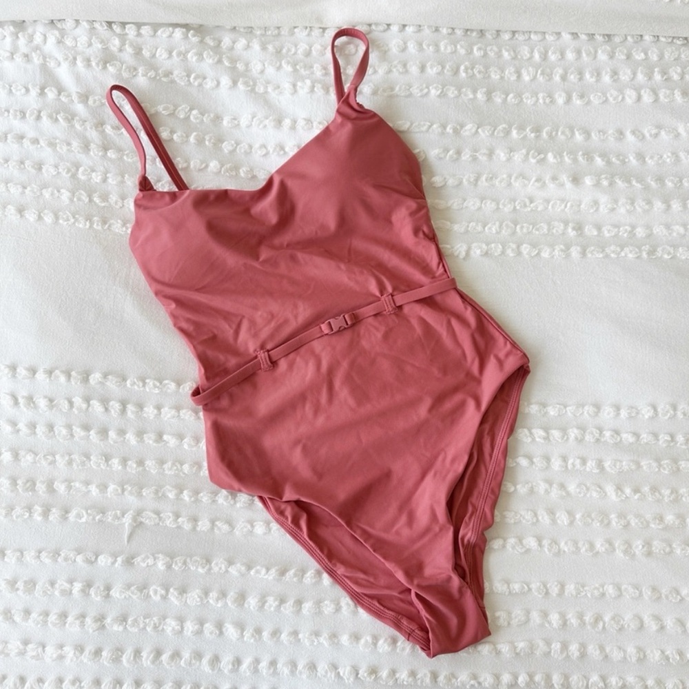 Andie Punch Pink Belted One-Piece Swimsuit